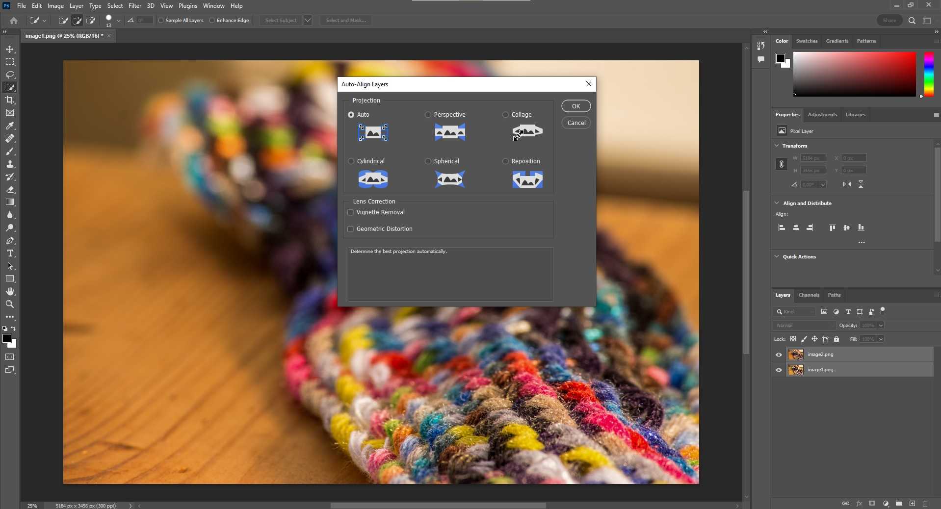 Automatically aligning images in Photoshop. Automatically aligning images in Photoshop.