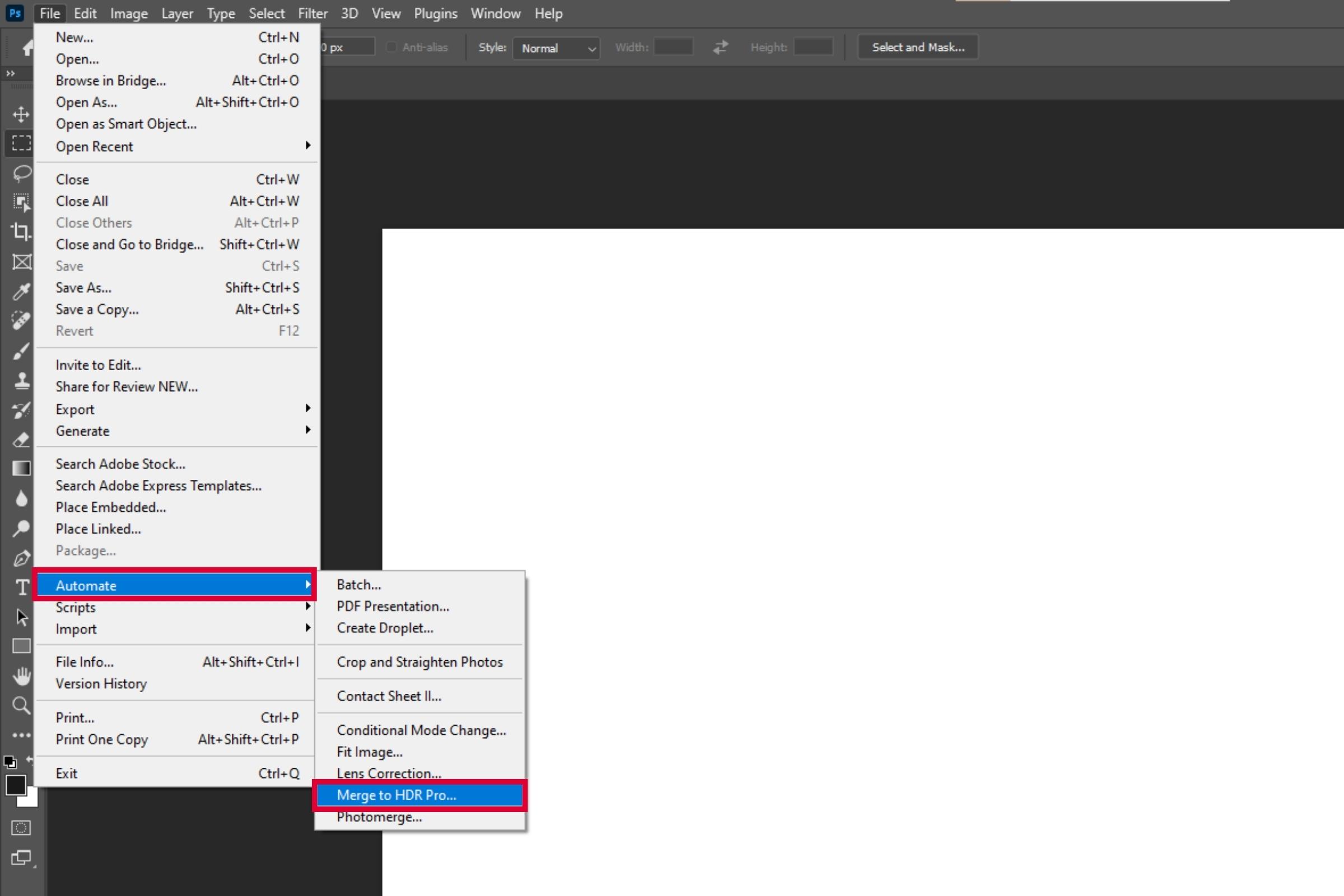 Photoshop-Funktion „Zu HDR zusammenfügen“ Photoshop-Funktion „Zu HDR zusammenfügen“