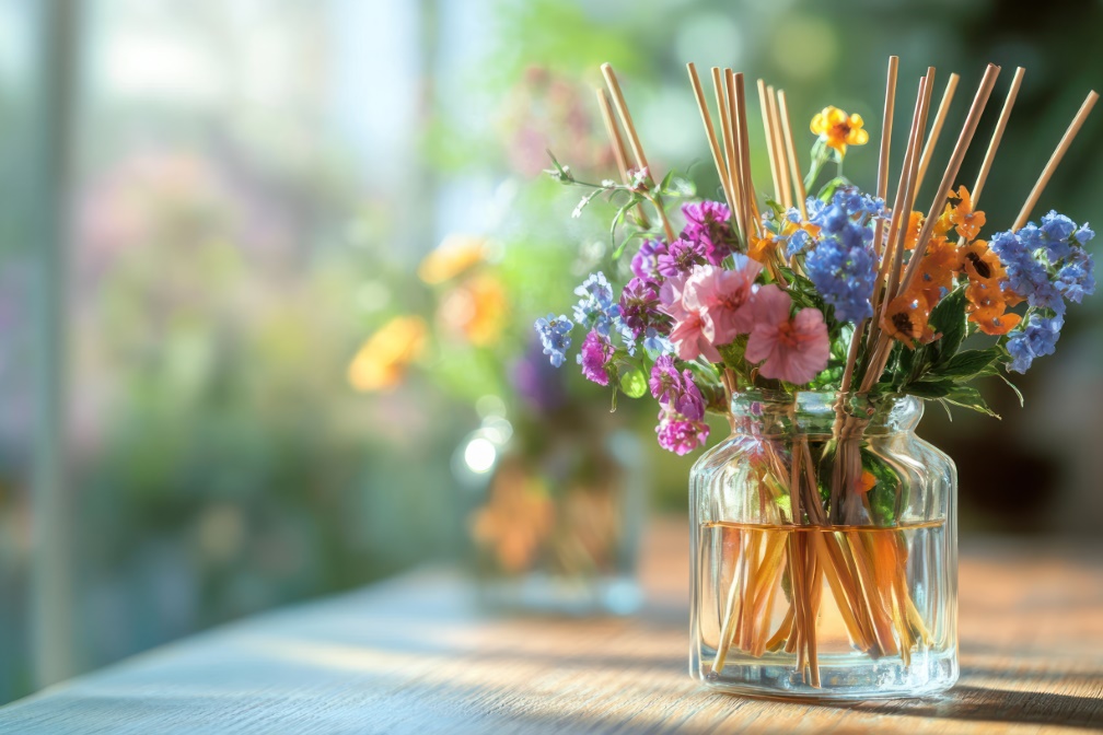 Geringe Schärfentiefe mit kleinem Blendenwert: Blumenvase vor verschwommenem Hintergrund. Geringe Schärfentiefe mit kleinem Blendenwert: Blumenvase vor verschwommenem Hintergrund.