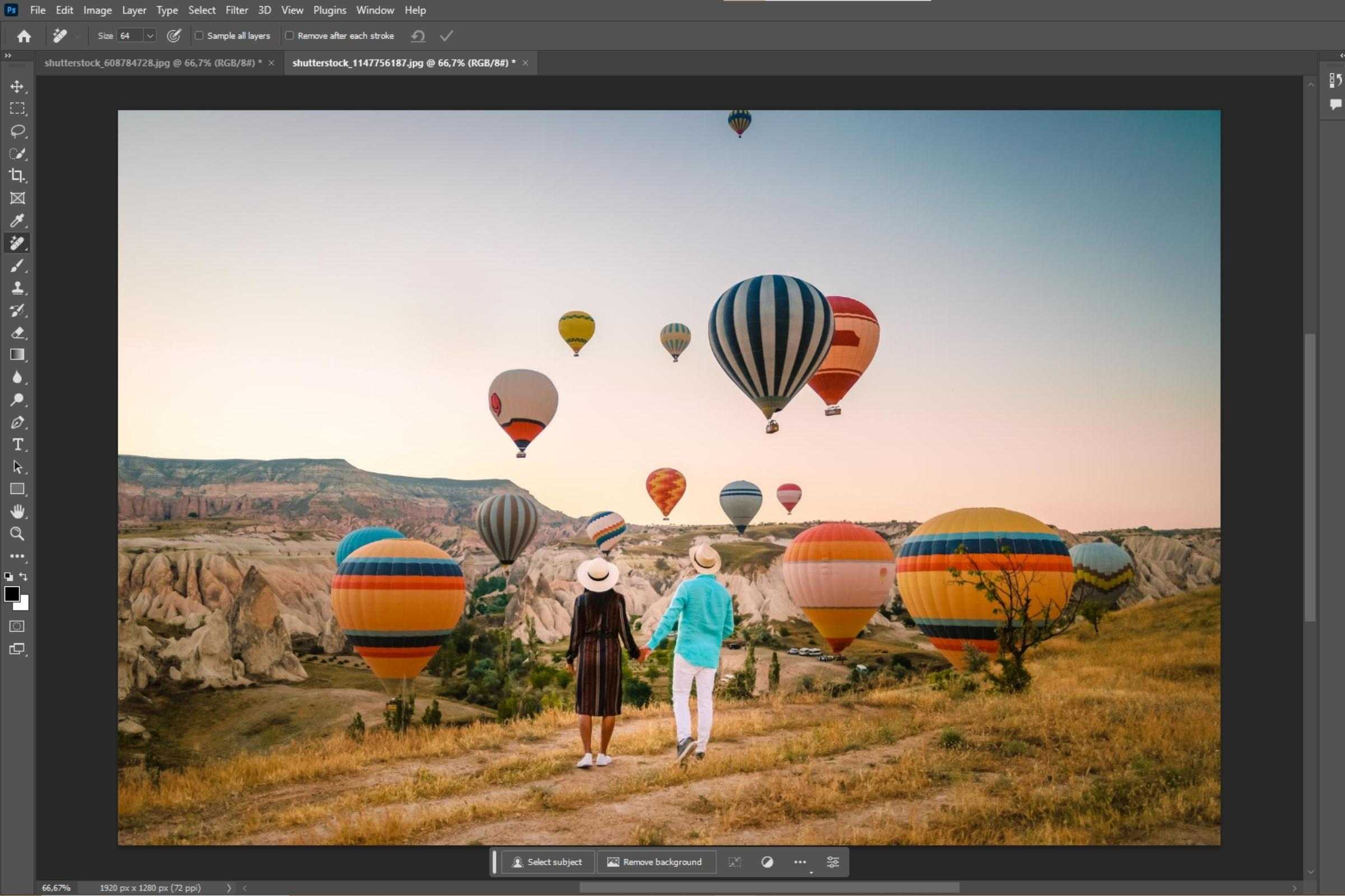 The result of using the Content-Aware Move tool in Photoshop. The result of using the Content-Aware Move tool in Photoshop.
