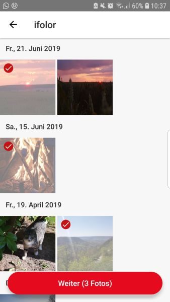 Die roten Haken zeigen, welche Bilder Sie ausgewählt haben. Die roten Haken zeigen, welche Bilder Sie ausgewählt haben.