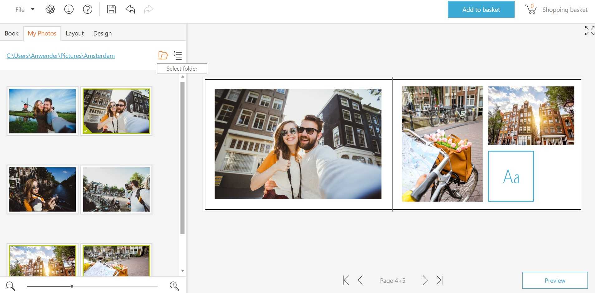 Selecting an image folder in the ifolor Photo Book Designer Selecting an image folder in the ifolor Photo Book Designer