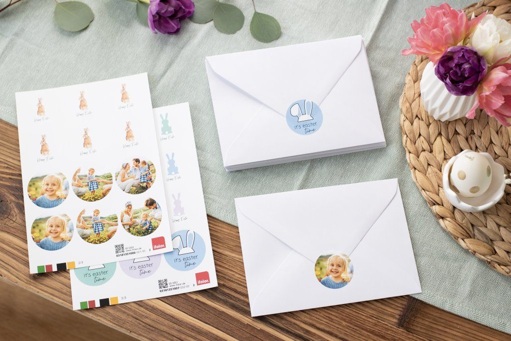 Use Photo Stickers as Easter card seals Use Photo Stickers as Easter card seals