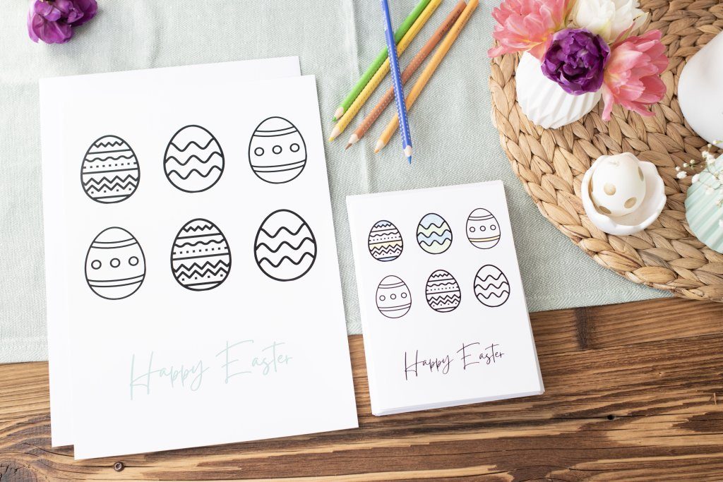 Children’s Easter colouring-in designs on the front of your Easter card. Children’s Easter colouring-in designs on the front of your Easter card.