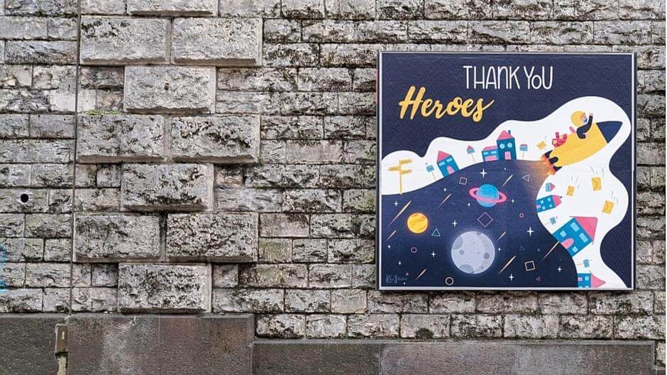 ifolor Thank You Heroes poster in Weinbergstrasse, Zurich, Switzerland ifolor Thank You Heroes poster in Weinbergstrasse, Zurich, Switzerland