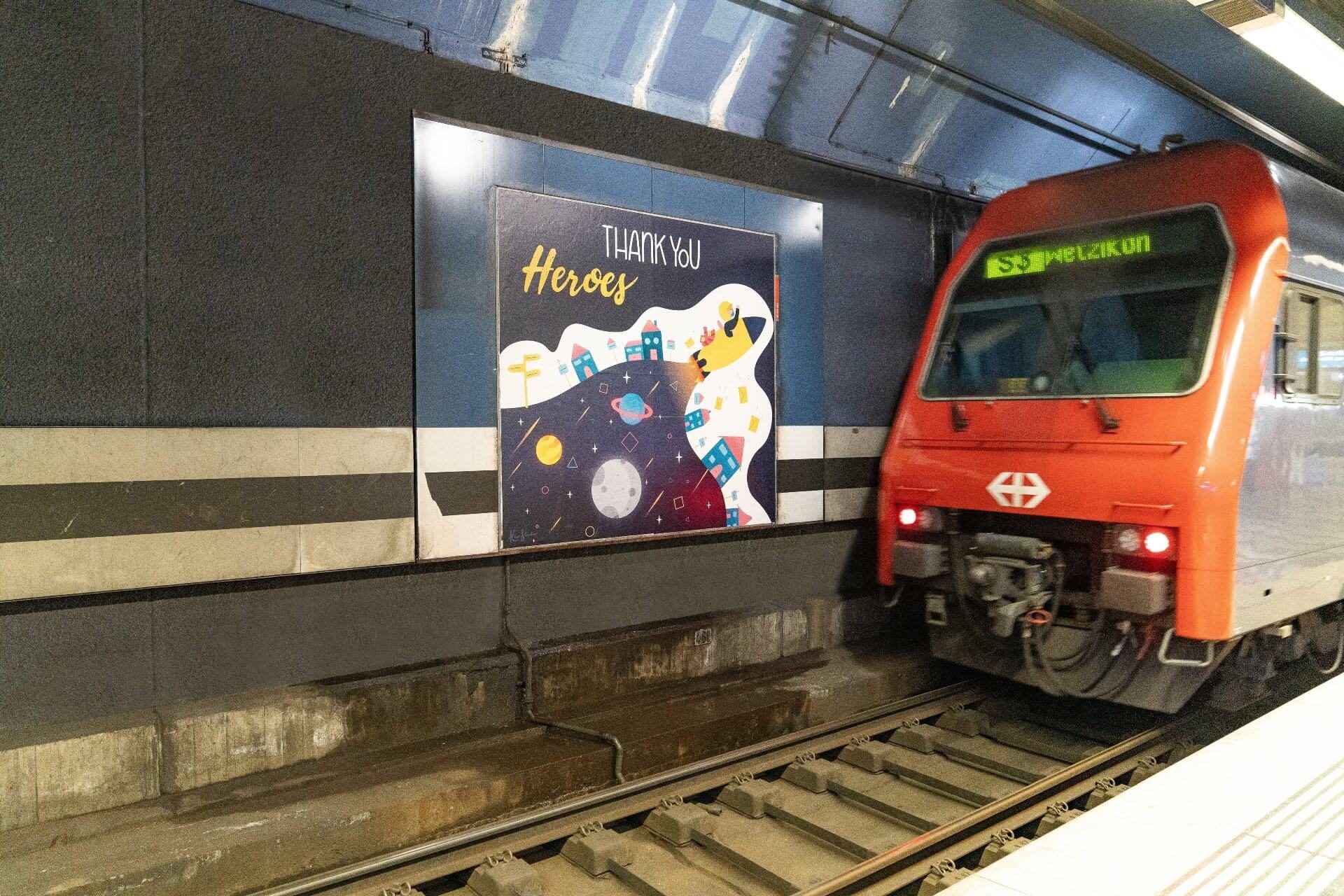ifolor Thank You Heroes poster in Zurich HB, Zurich, Switzerland ifolor Thank You Heroes poster in Zurich HB, Zurich, Switzerland