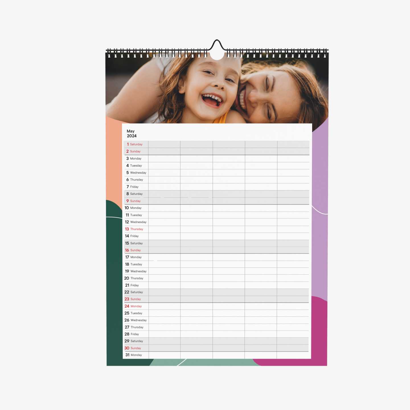 Personalised Family Calendar 2024 for up to 5 family members ifolor