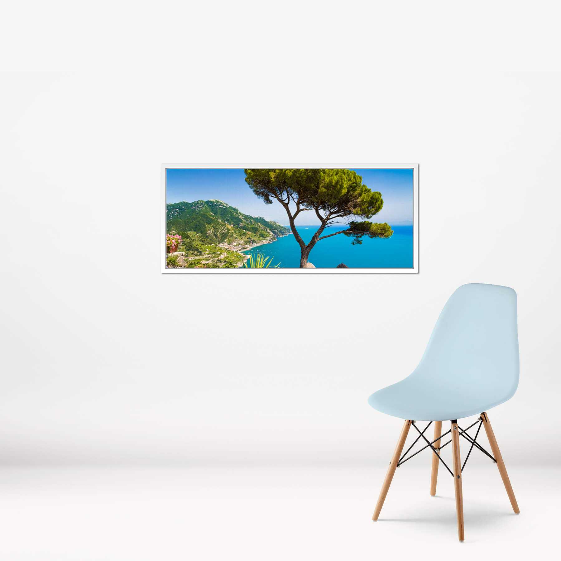 Elegante cornice bianca singola per foto su tela con effetto ombra nel  formato 40x100 cm