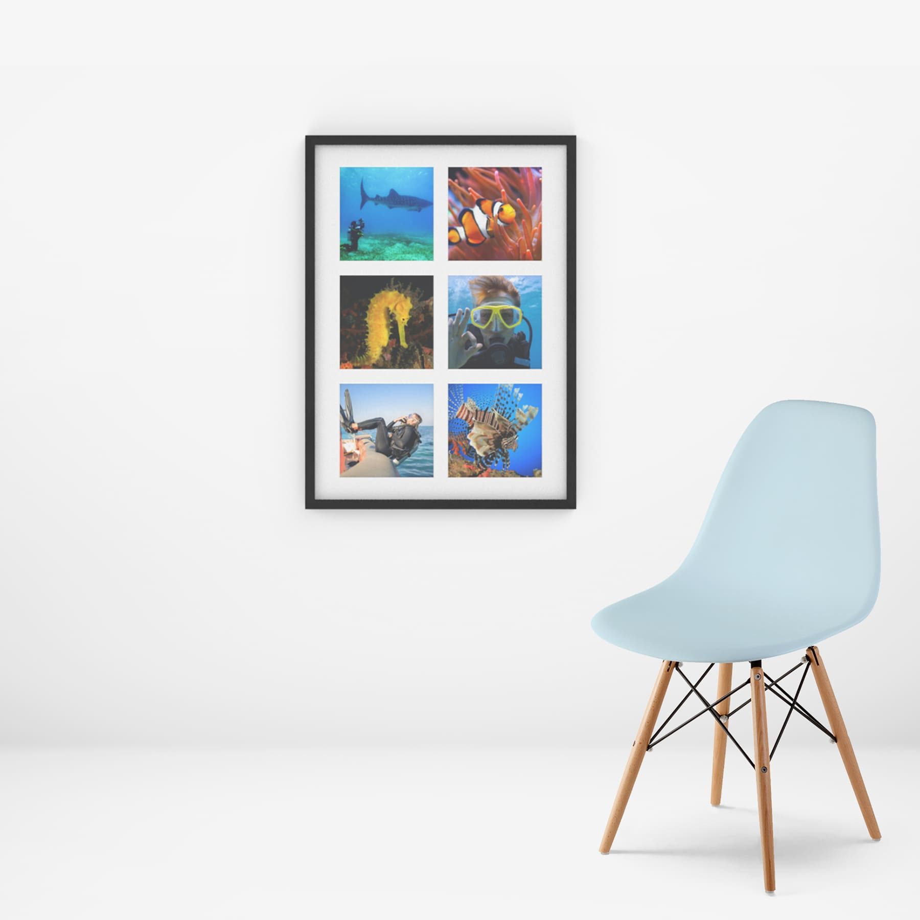 Cornice da galleria per 6 foto collage (50x70 cm, verticale) e una